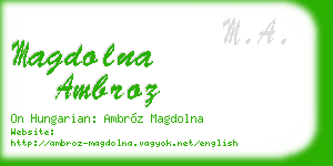 magdolna ambroz business card